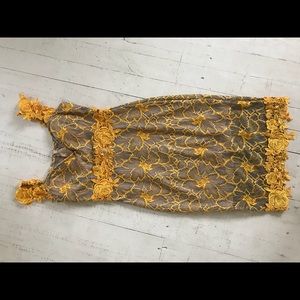 Nordstrom lacy, mustard yellow, cocktail dress,